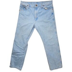 Wrangler Cowboy Cut 13MWZGH Mens Jeans 38x30 Light Wash Blue Denim Straight Leg